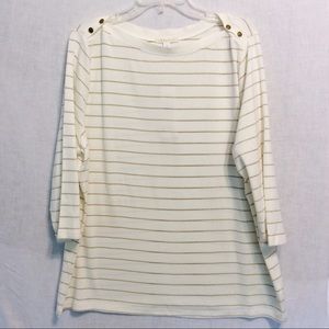 Ralph Lauren| White Shirt With Gold Stripes